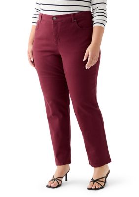 Gloria Vanderbilt Women's Plus Size Amanda Classic Color Jeans, Burgundy, 16W
