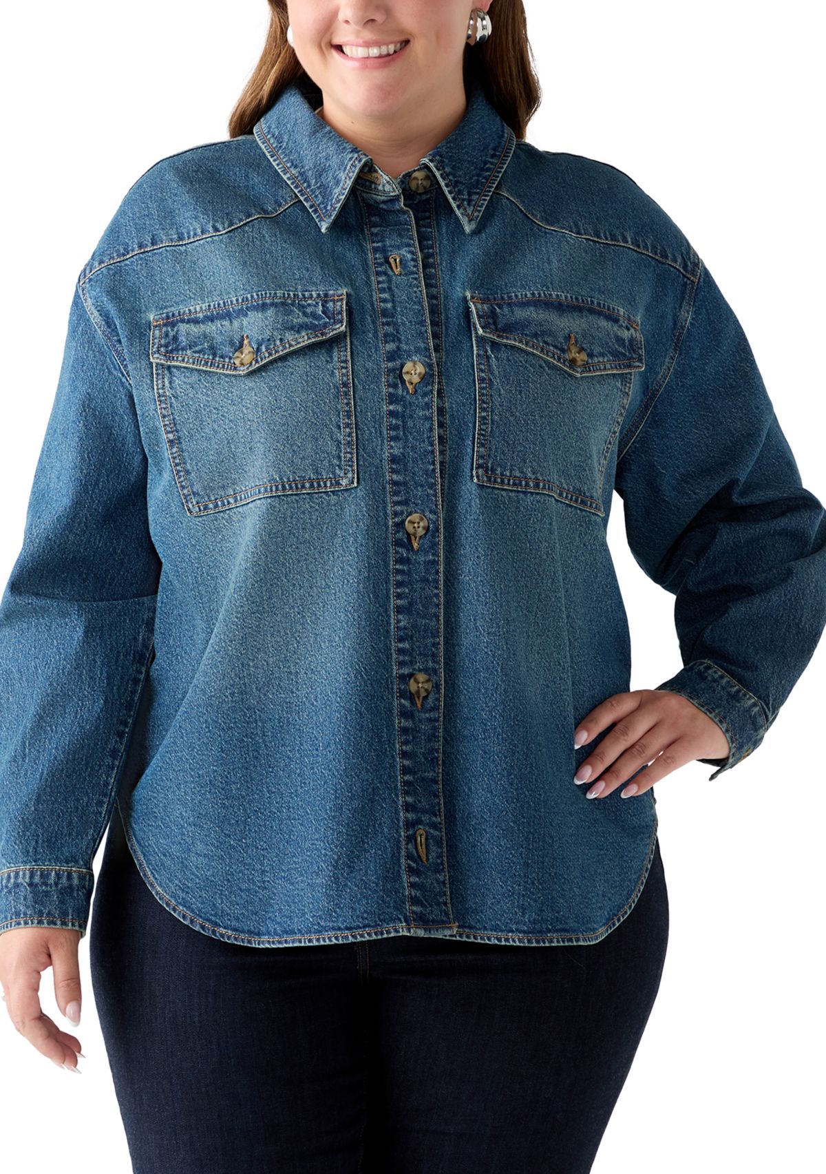 Plus Size Denim Shacket