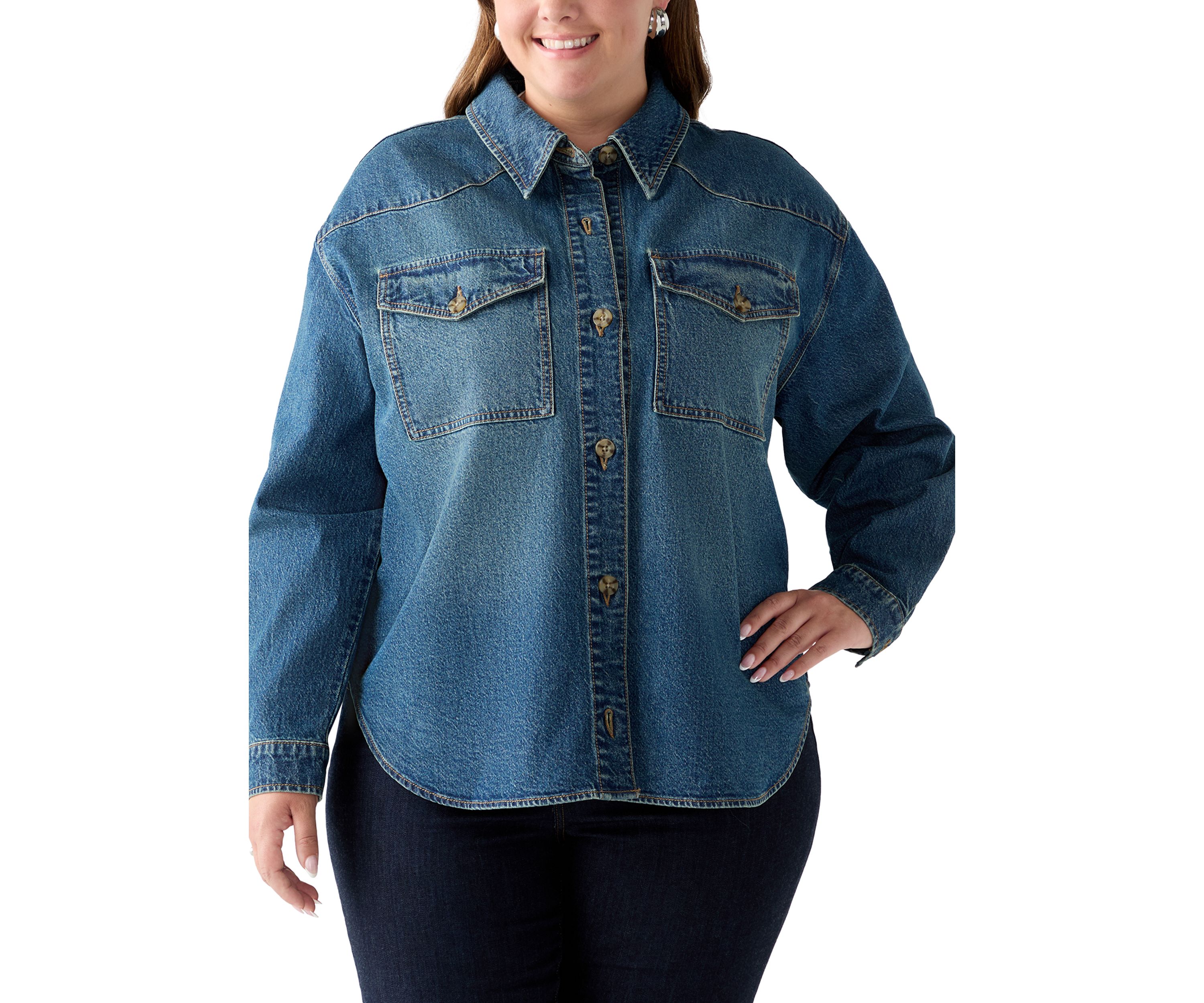 Plus Size Denim Shacket