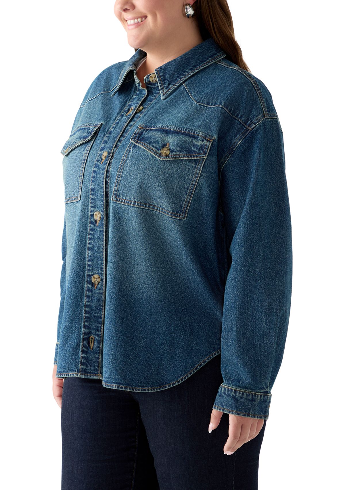 Plus Size Denim Shacket