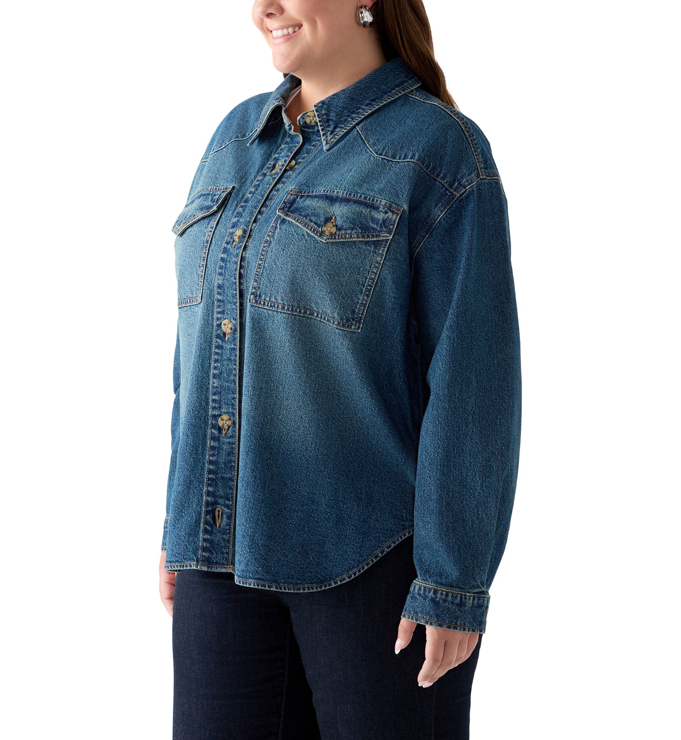 Plus Size Denim Shacket