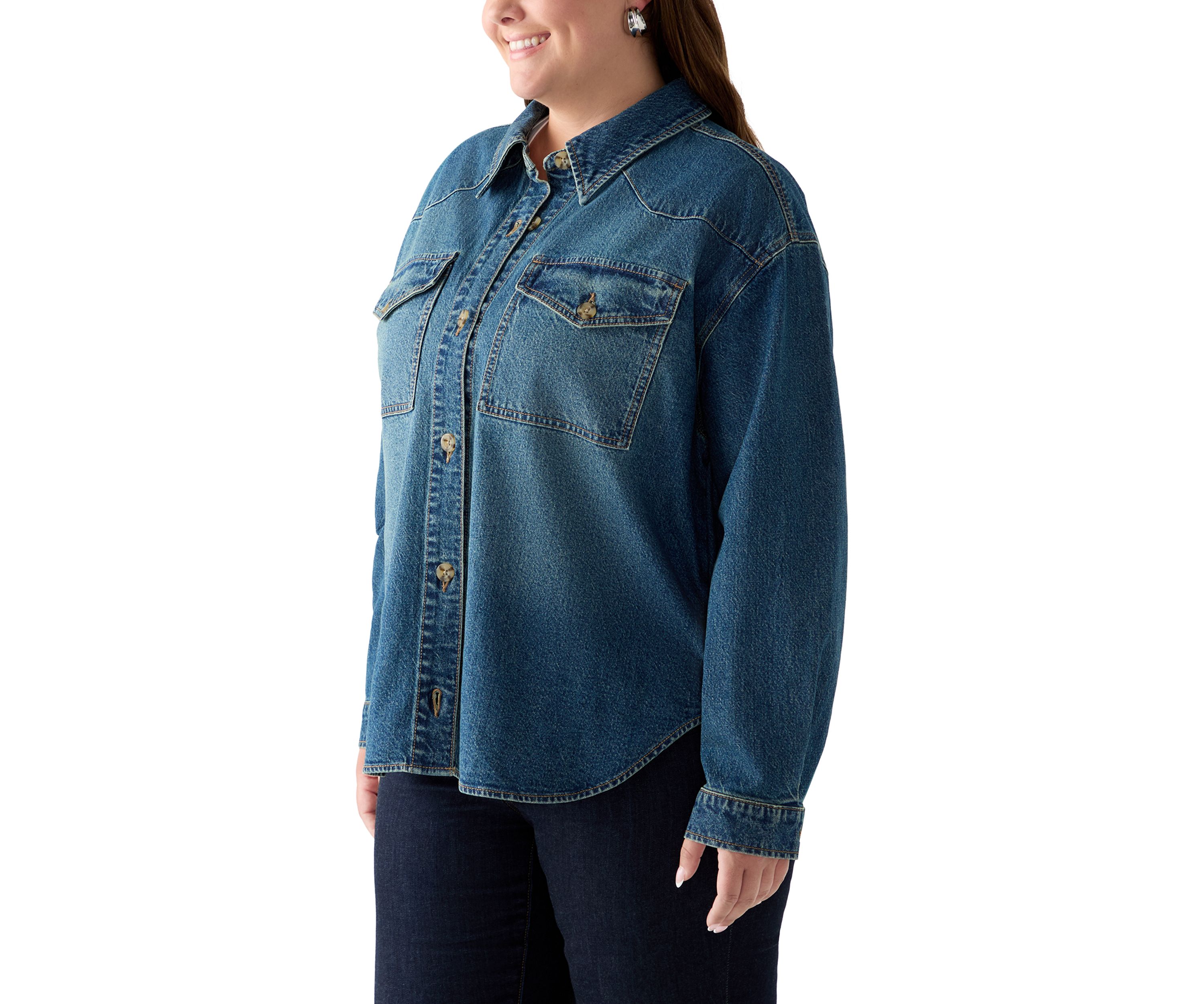 Plus Size Denim Shacket