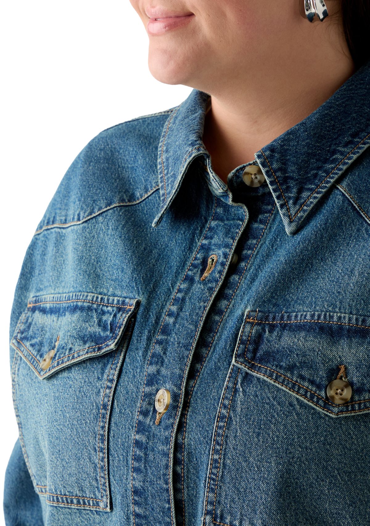 Plus Size Denim Shacket