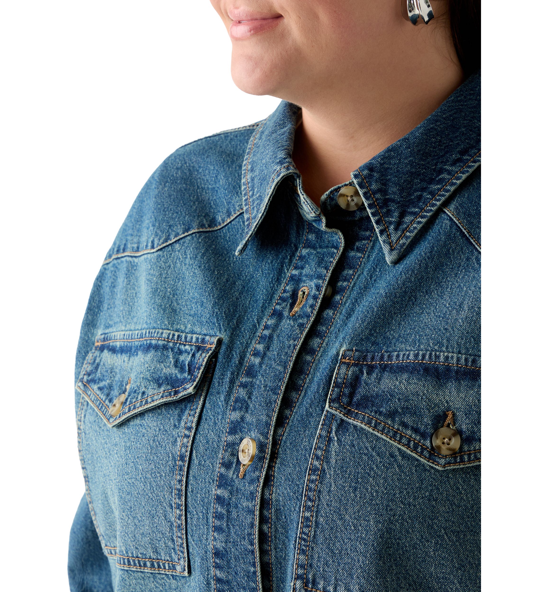 Plus Size Denim Shacket