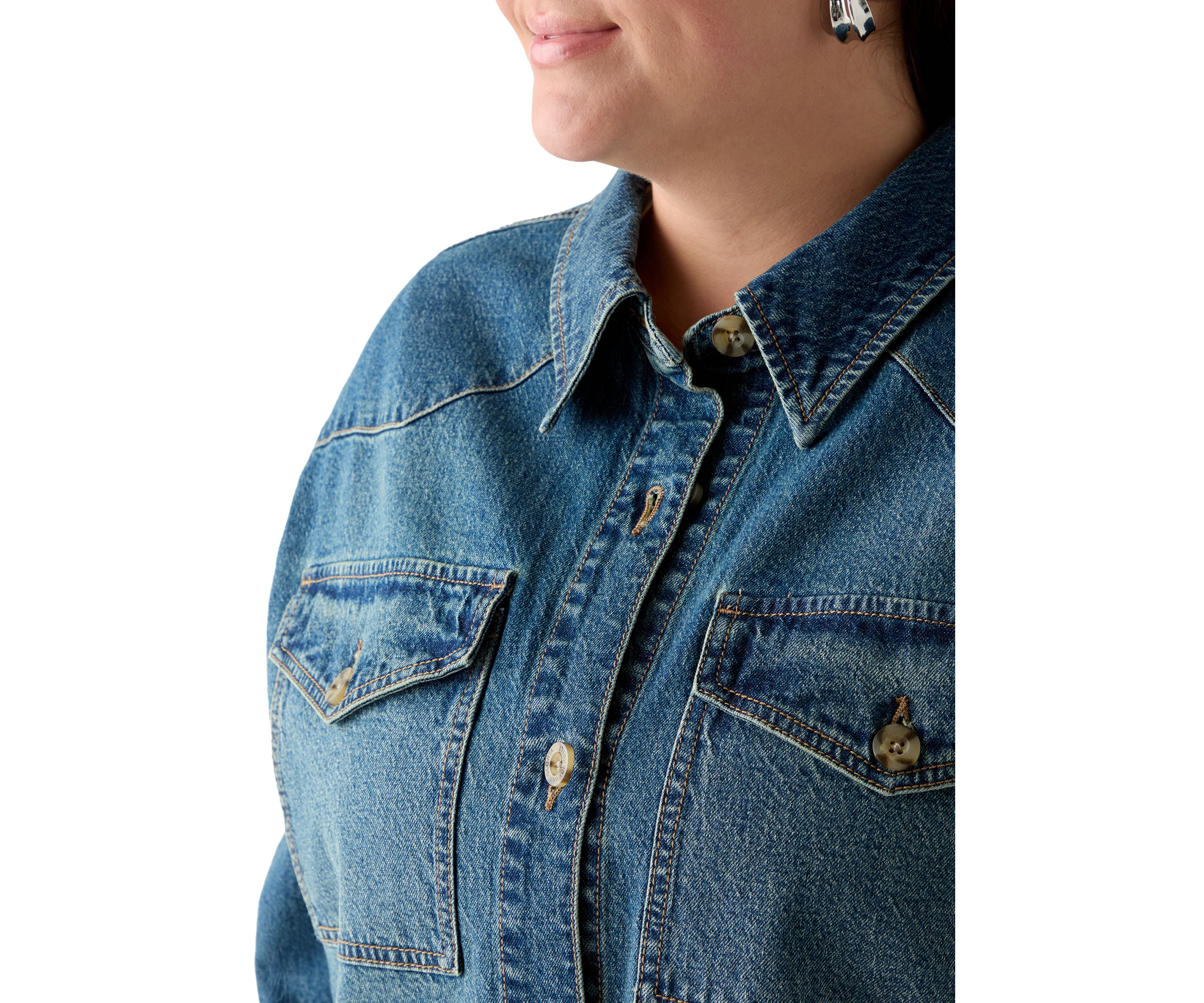Plus Size Denim Shacket