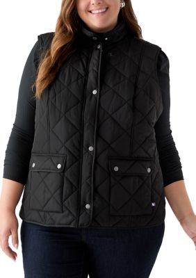 Gloria Vanderbilt Women's Plus Size Quilted Vest, Black, 3X