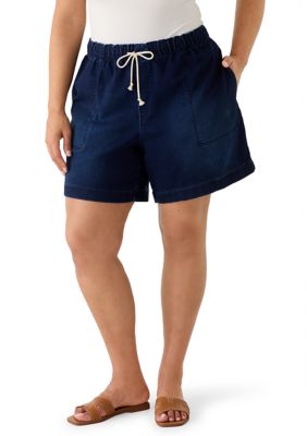 Gloria Vanderbilt Women's Plus Size Knit Denim Bermuda Shorts, 2X