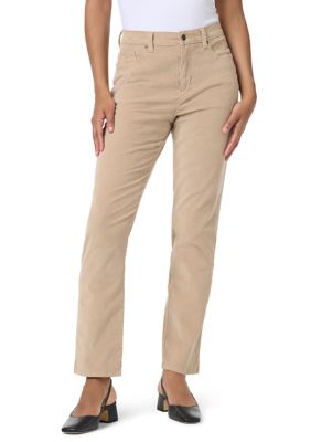 Gloria Vanderbilt Women's Amanda Classic Corduroy High Rise Pants, Tan, 18