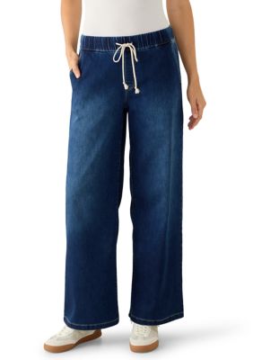Gloria Vanderbilt Women's Relaxed Wide Leg Drawstring Jeans, XL