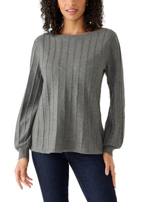Gloria Vanderbilt Women's Thelma Sweater, Grey, XL