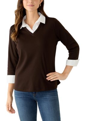Gloria Vanderbilt Women's Maxine Twofer Top, XL