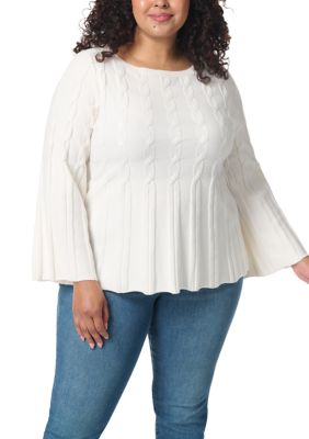 Gloria Vanderbilt Women's Plus Size Maren Sweater, Ivory, 3XL