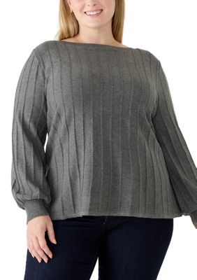 Gloria Vanderbilt Women's Plus Size Thelma Sweater, Grey, 3XL