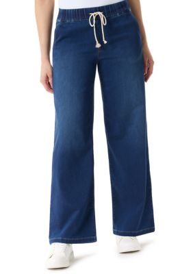 Gloria Vanderbilt Women's Petite Relaxed Wide Leg Drawstring Jeans