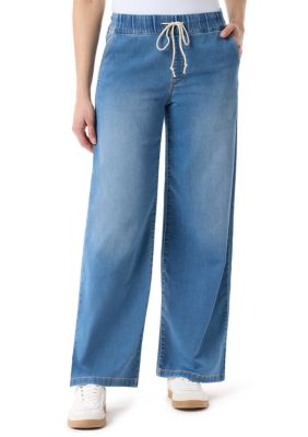 Gloria Vanderbilt Women's Petite Relaxed Wide Leg Drawstring Jeans, PL