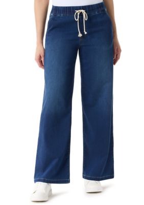 Gloria Vanderbilt Women's Petite Relaxed Wide Leg Drawstring Jeans