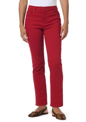 Gloria Vanderbilt Women's Petite Amanda Classic Straight Leg Jeans, Red, 16P Short