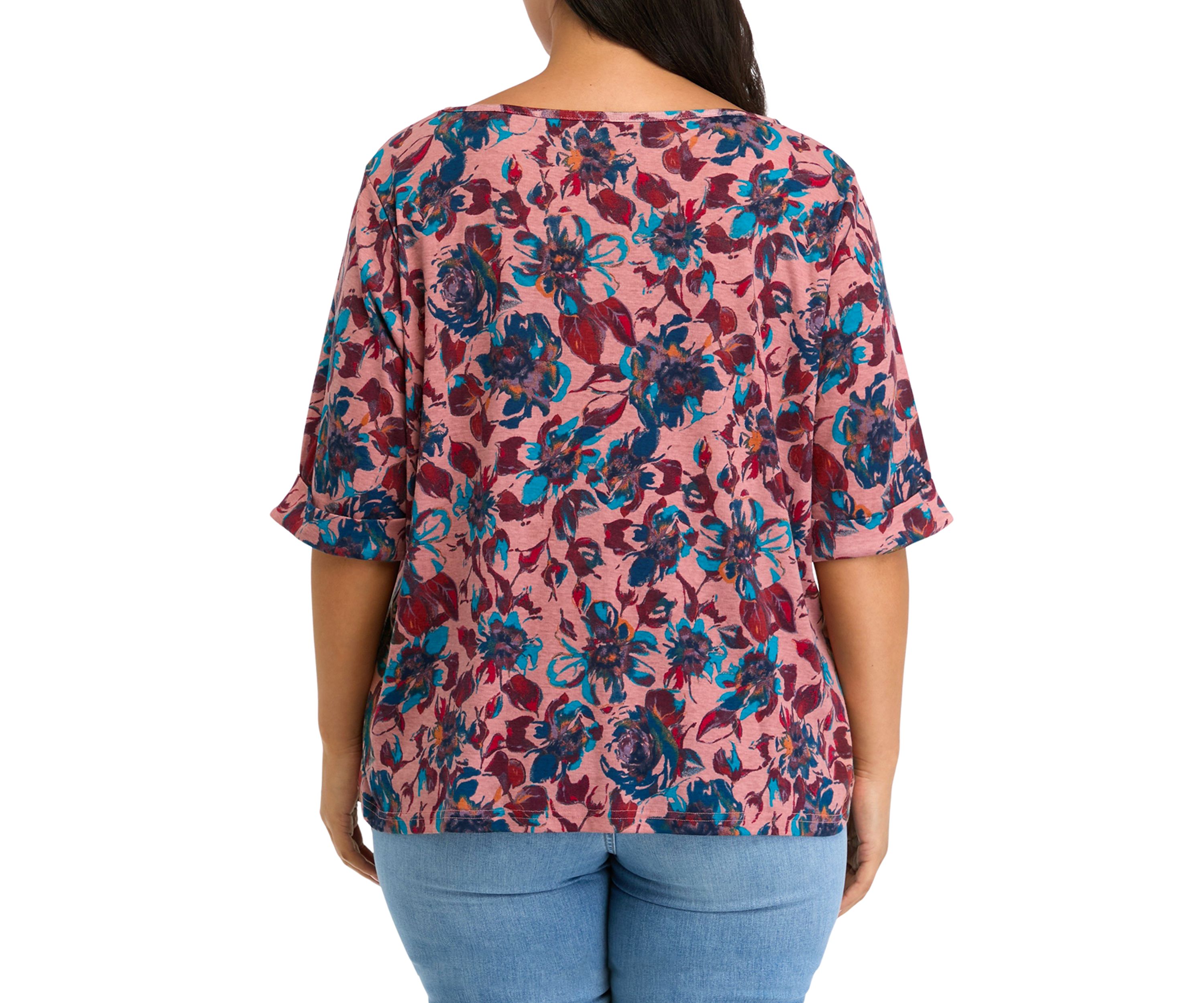 Plus Size Alanis Elbow Sleeve Printed Knit Top