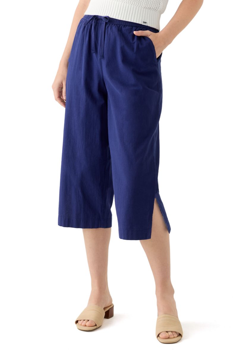 Womens Drawstring Cotton Capri Pants