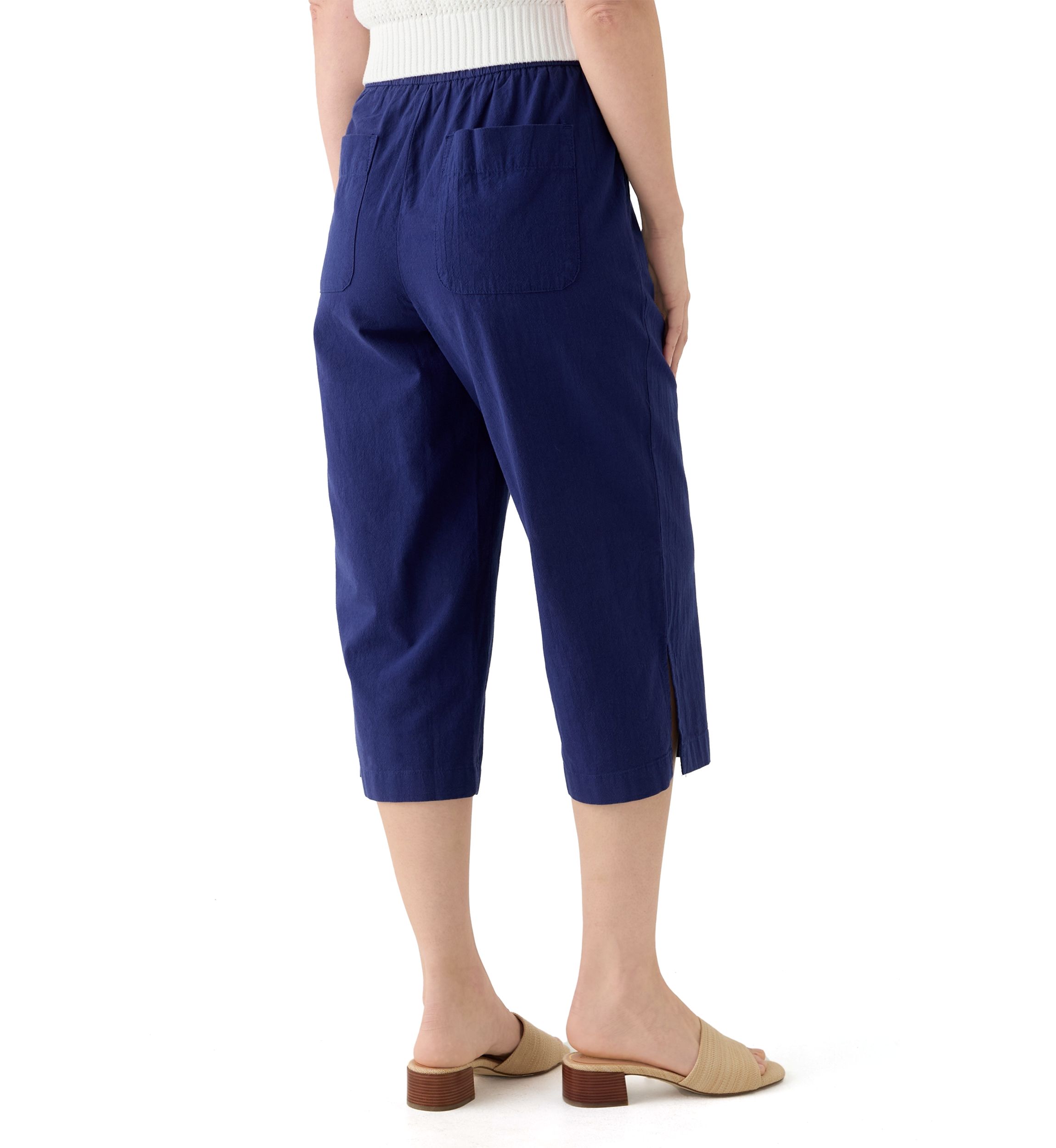 Womens Drawstring Cotton Capri Pants