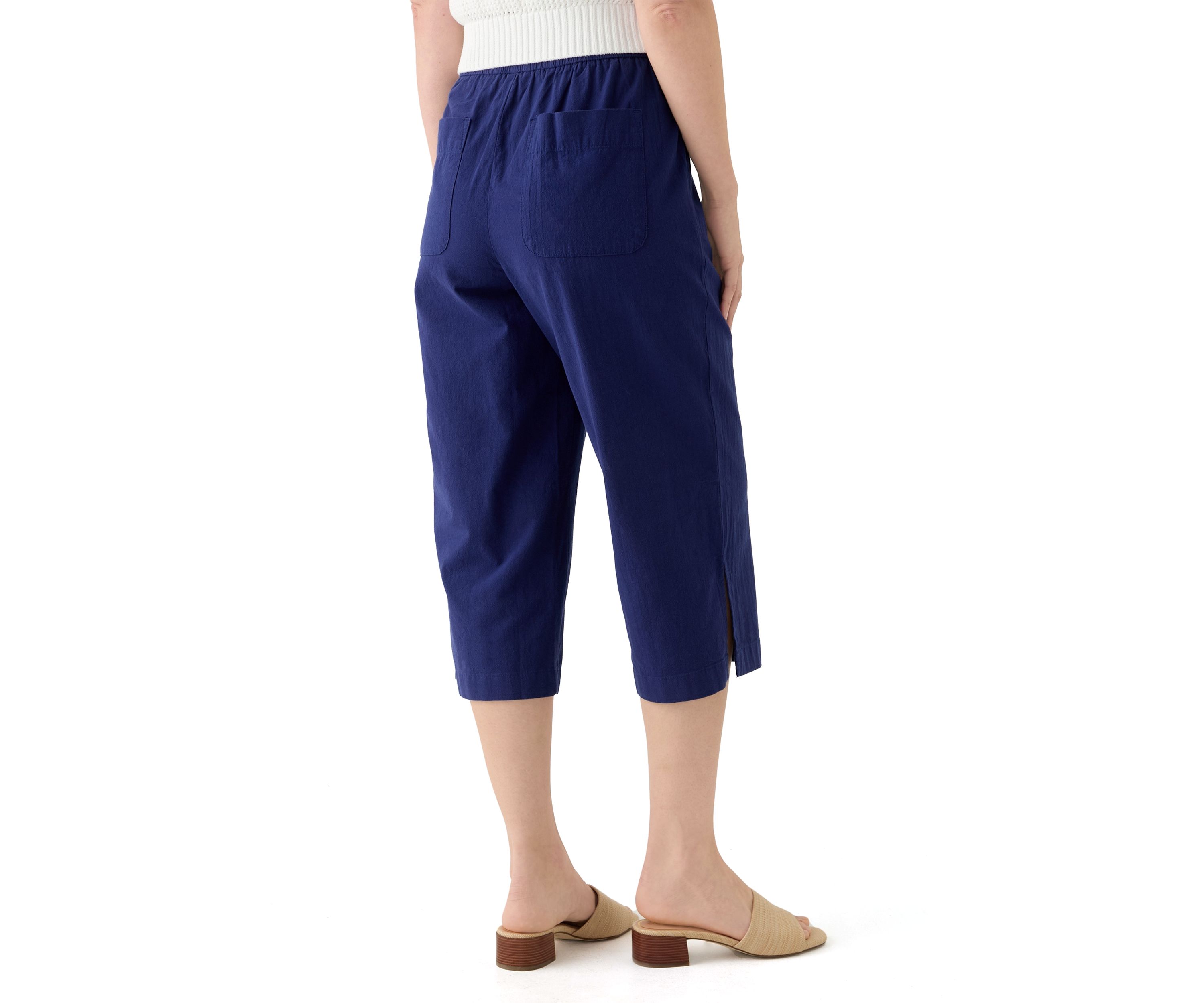 Womens Drawstring Cotton Capri Pants