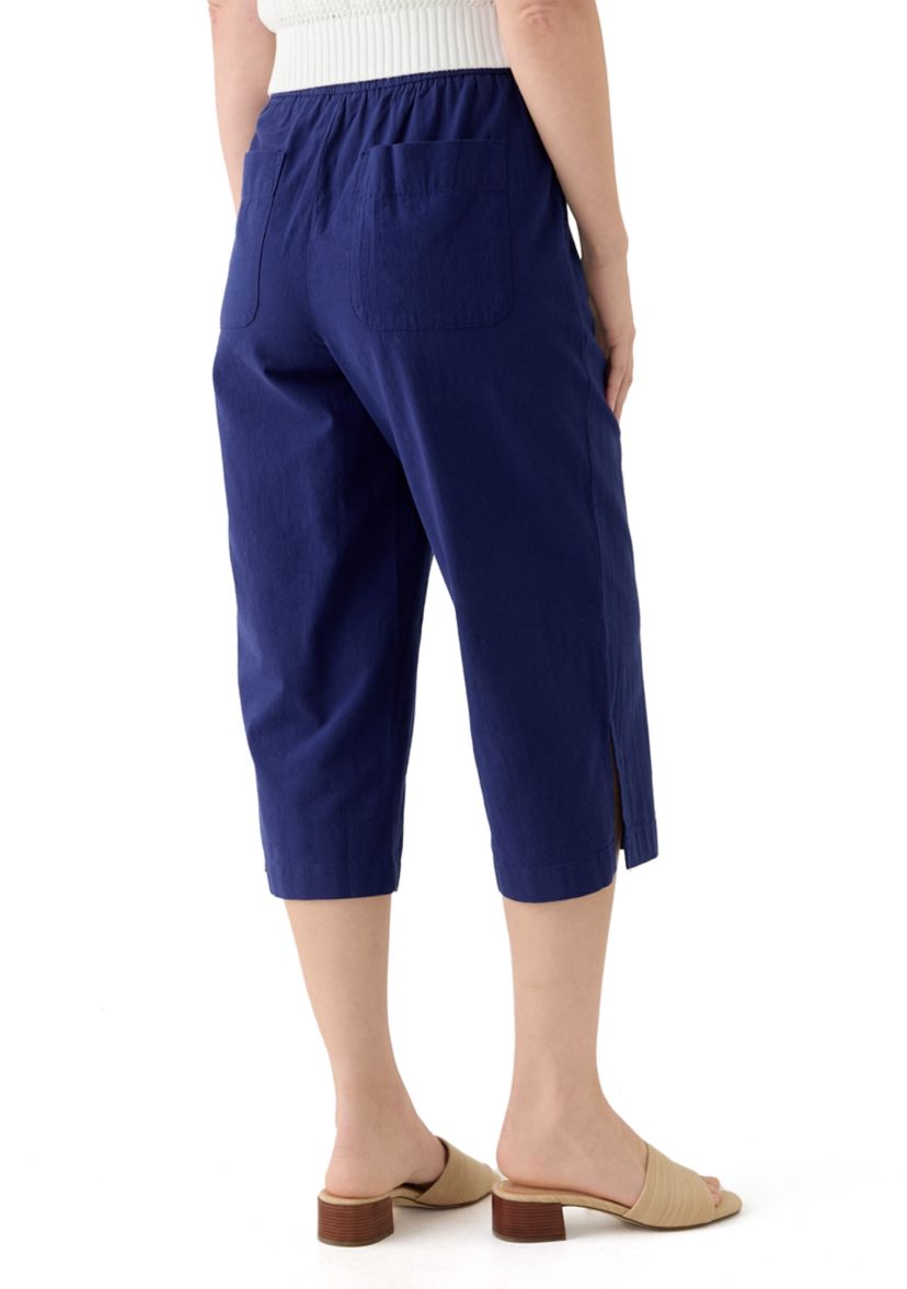 Womens Drawstring Cotton Capri Pants