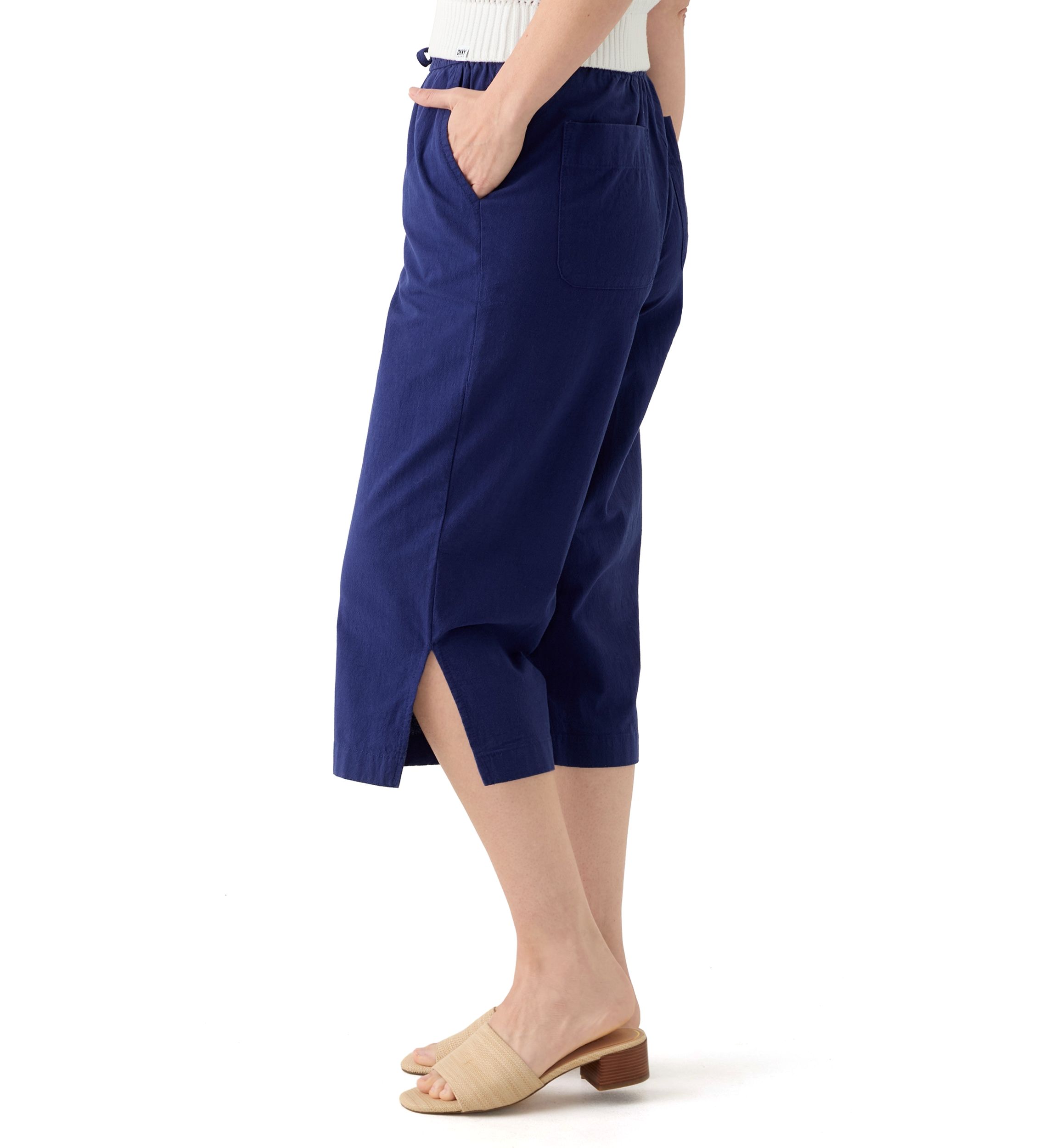 Womens Drawstring Cotton Capri Pants