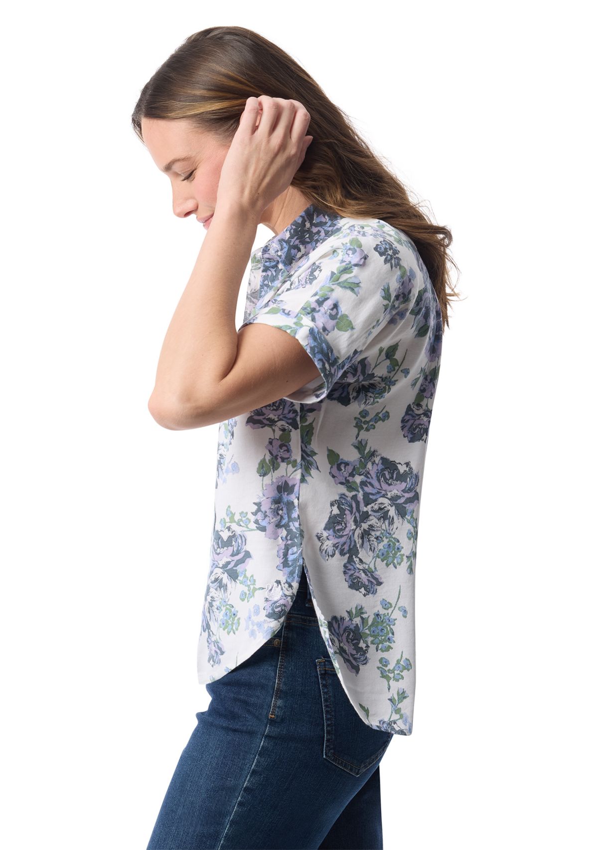 Petite Printed Button Down Shirt 