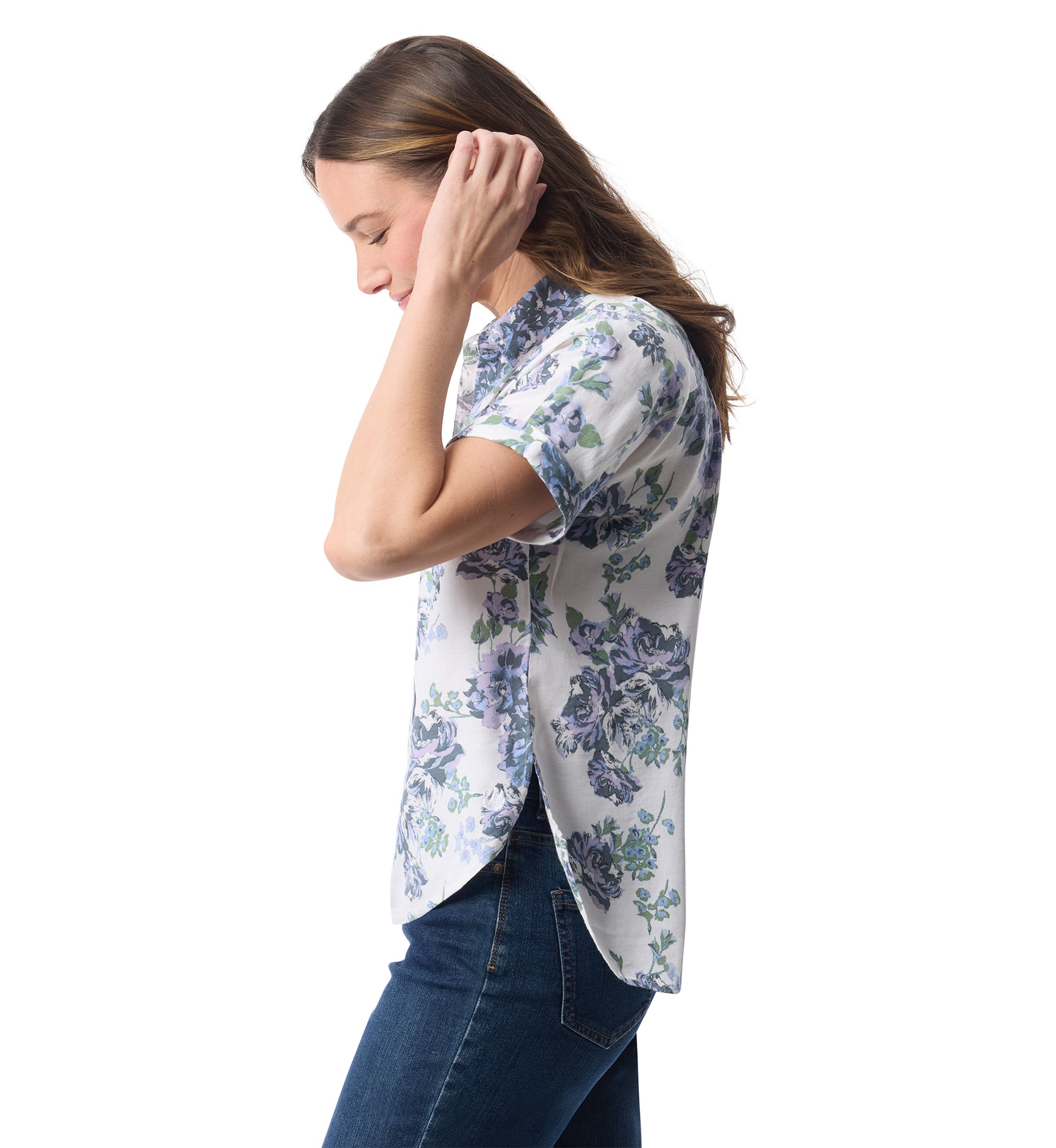 Petite Printed Button Down Shirt 