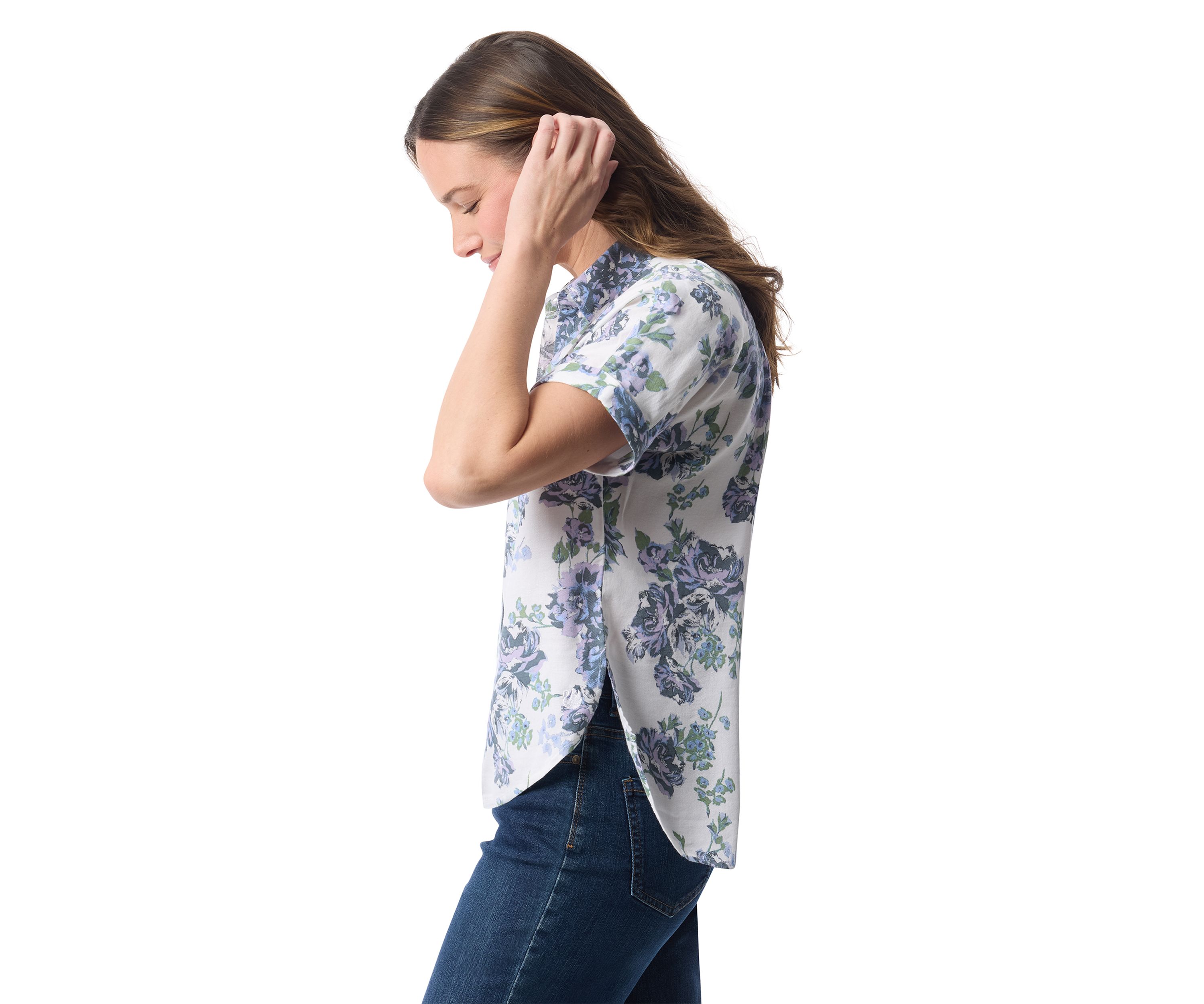 Petite Printed Button Down Shirt 