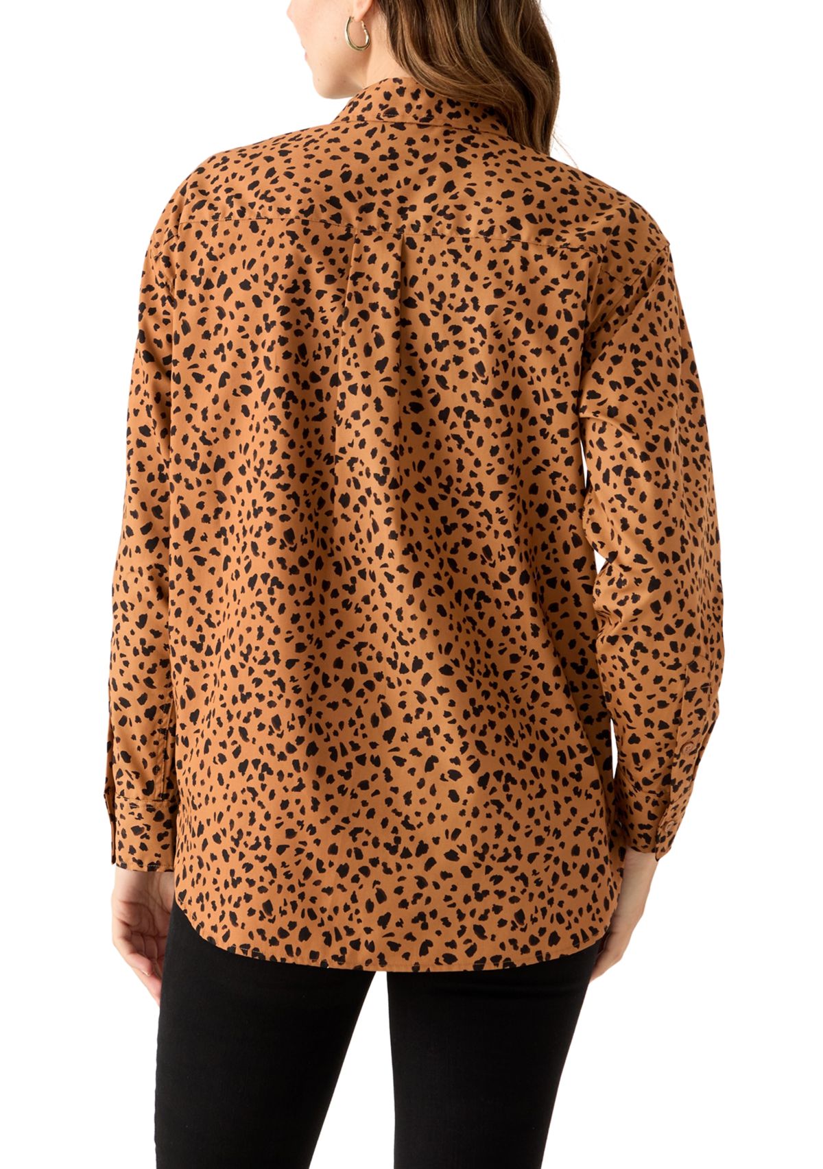 Petite Amanda Leopard Print Button Down Shirt