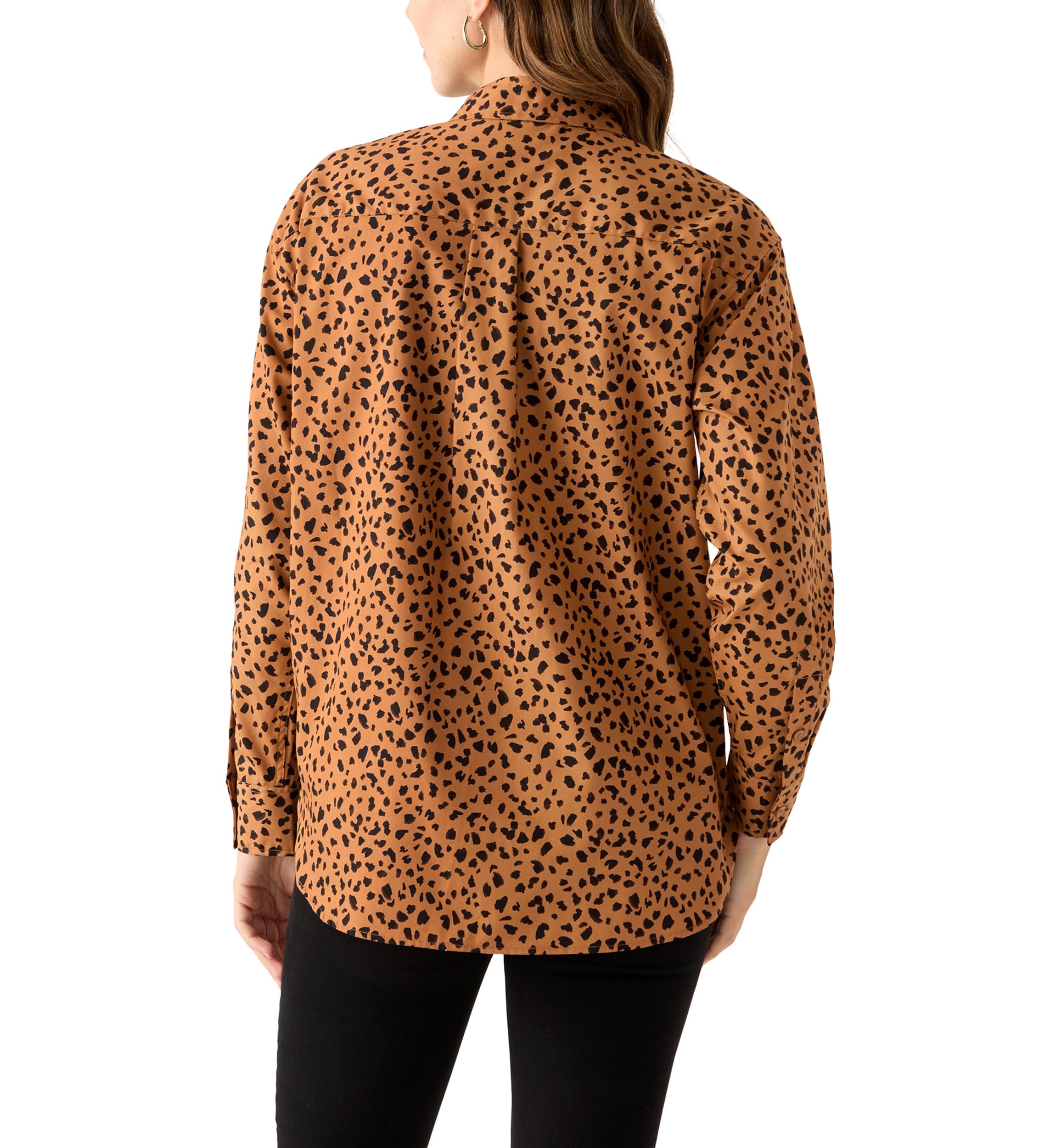 Petite Amanda Leopard Print Button Down Shirt