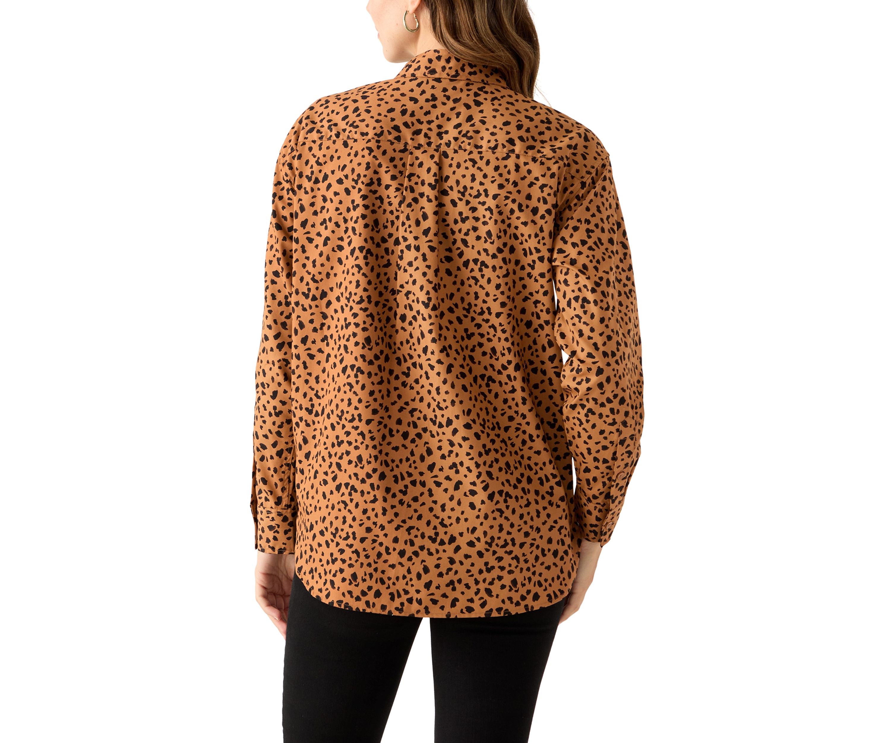 Petite Amanda Leopard Print Button Down Shirt