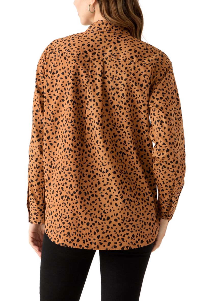 Petite Amanda Leopard Print Button Down Shirt