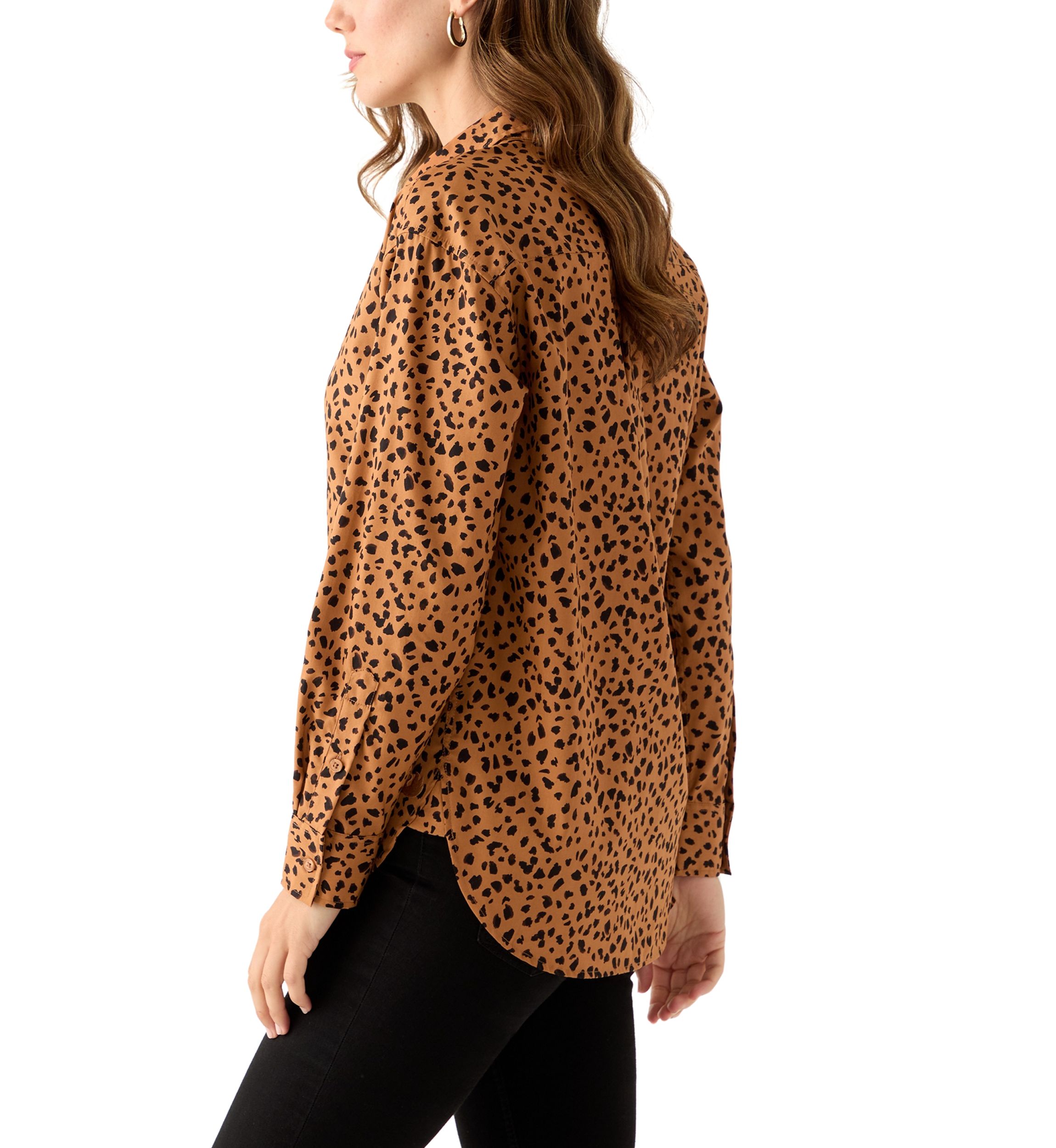 Petite Amanda Leopard Print Button Down Shirt