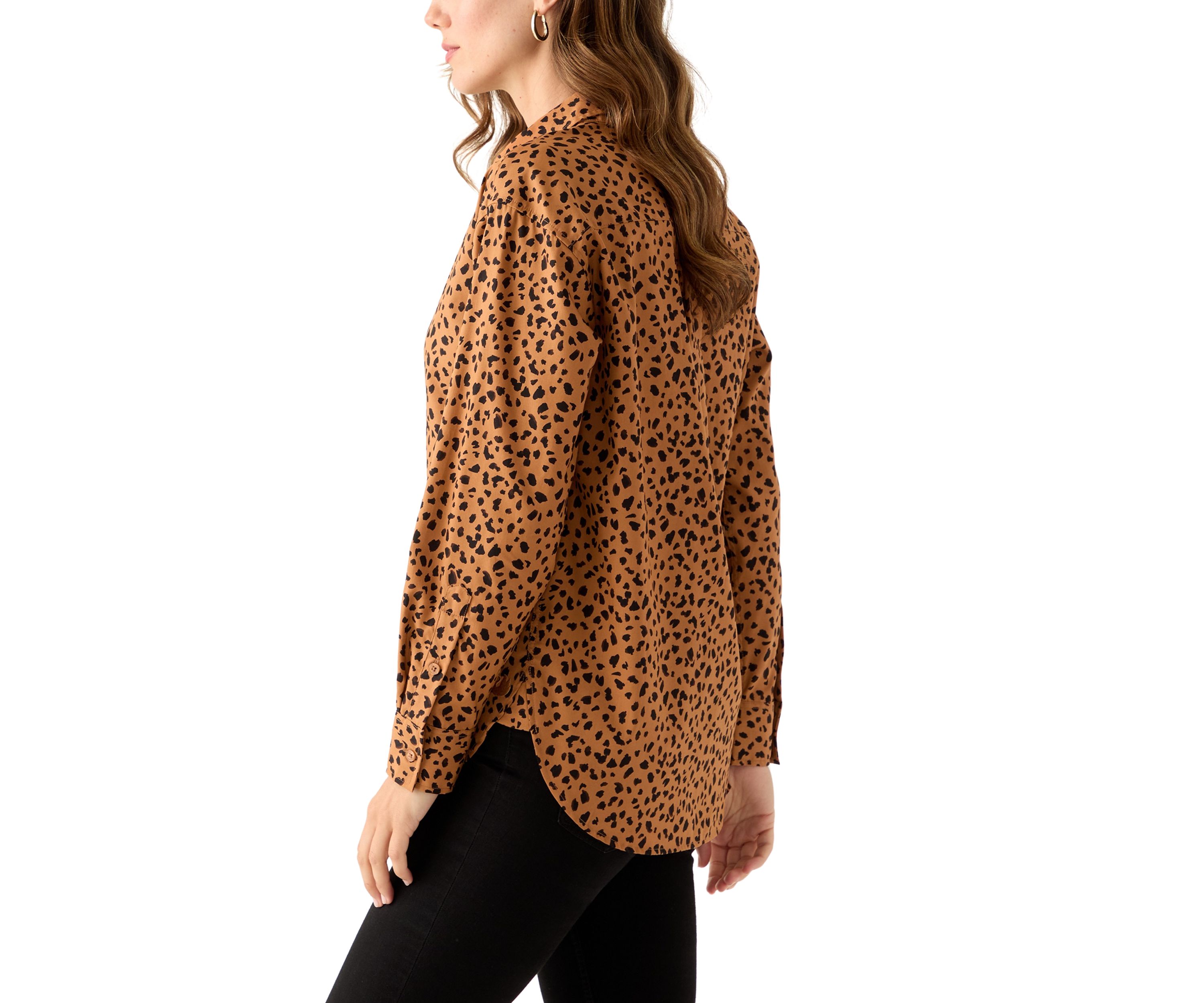 Petite Amanda Leopard Print Button Down Shirt