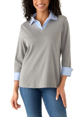 Gloria Vanderbilt Women's Maxine Top, Grey, XL