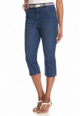 Gloria Vanderbilt Amanda Belted Jean Capris - Belk.com