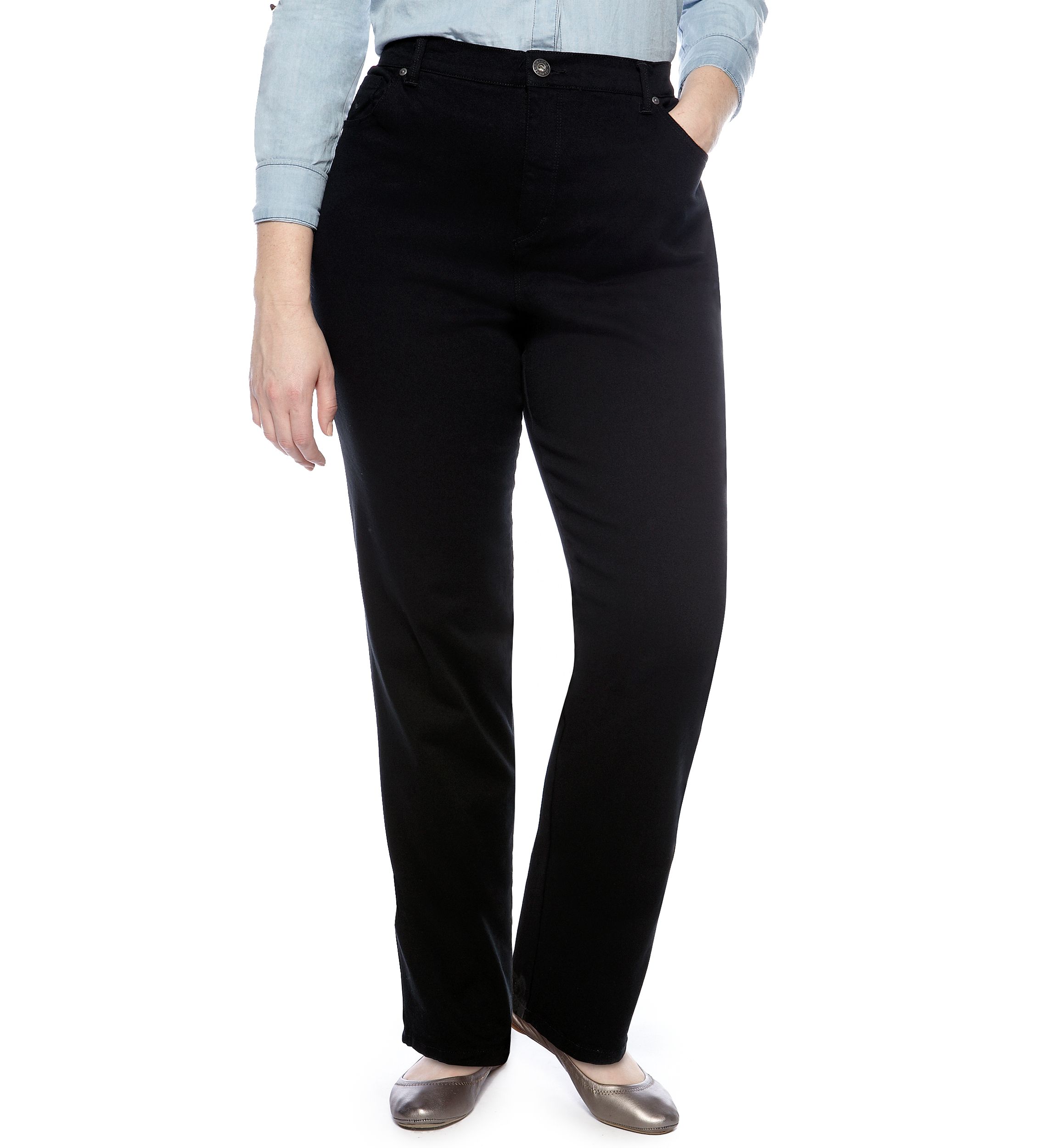 Plus Size Amanda 5 Pocket Jean in Black Short Length