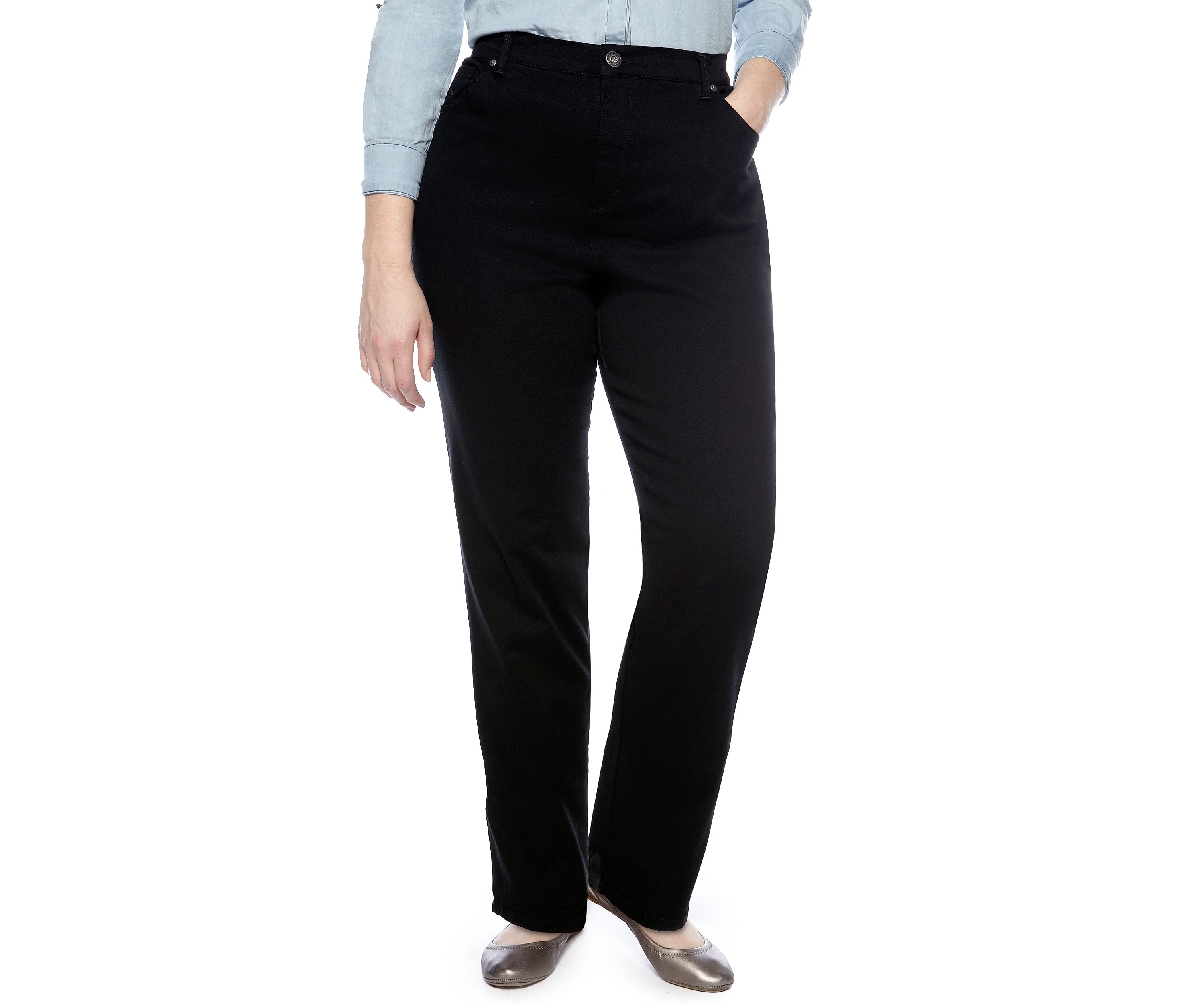 Plus Size Amanda 5 Pocket Jean in Black Short Length
