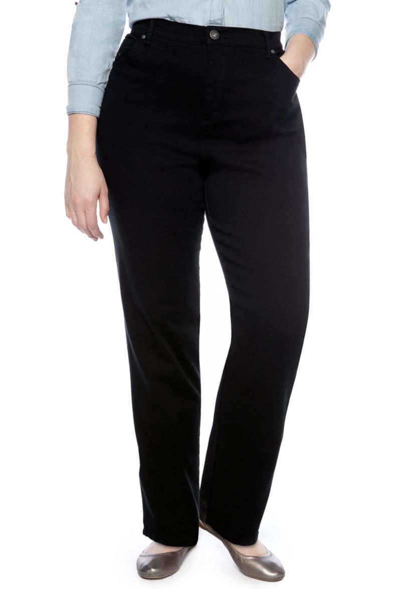 Plus Size Amanda 5 Pocket Jean in Black Short Length