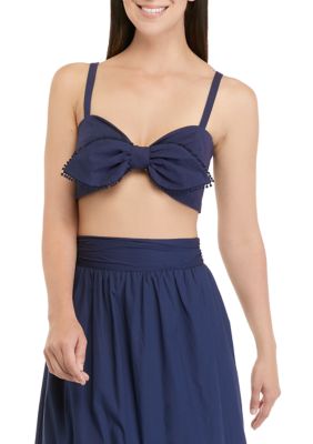SOUTHERN FROCK Women's Mini Crop Top with Tie, Navy Blue, XL