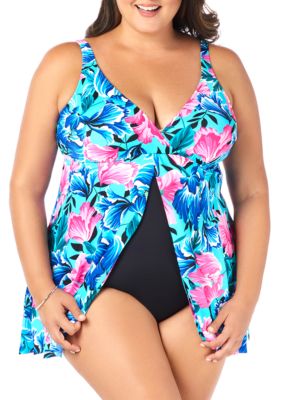 shapesolver plus size bold moves flyaway swim dres