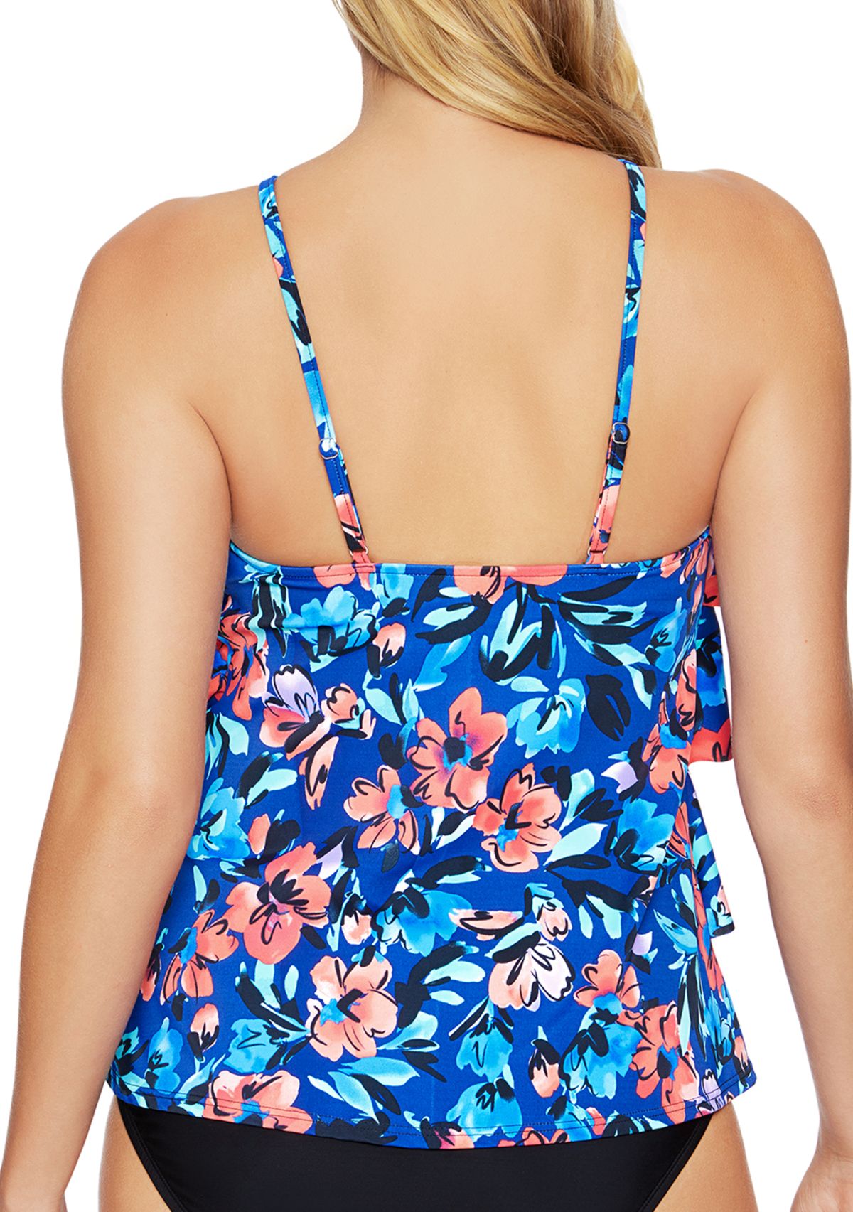 Freestyle High Neck Tiered Tankini Swim Top