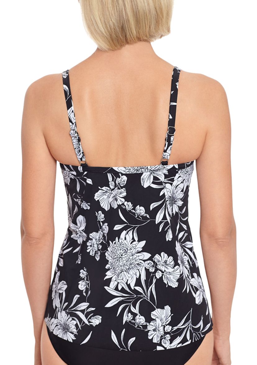 Cottage Garden Knot Flyaway Swim Fauxkini Top 