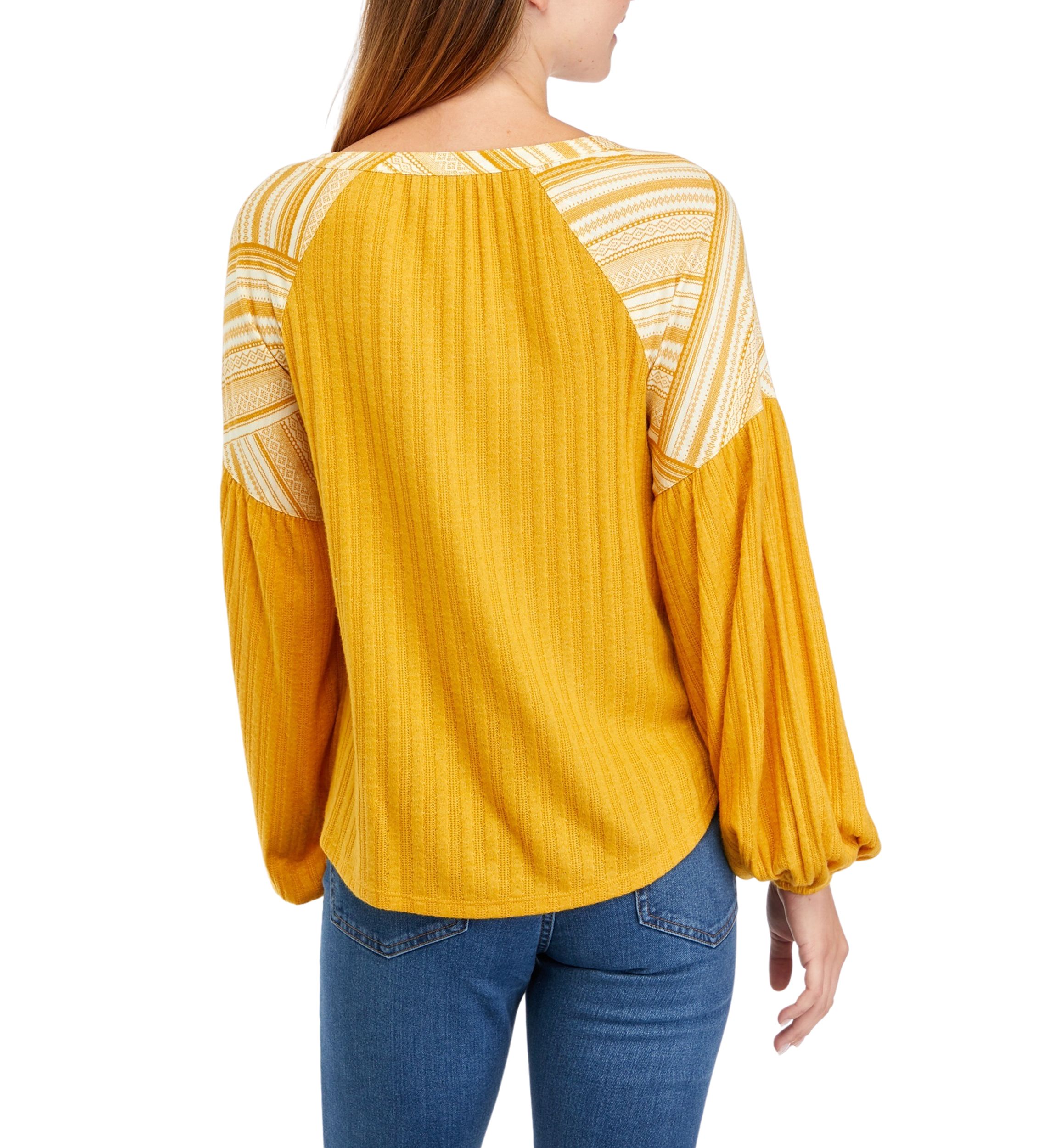Waffle Knit Split Neck Top