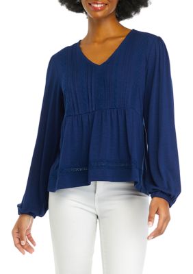 Women's Long Sleeve Collared Cropped Button-Down Shirt - Universal Thread™  Indigo XS