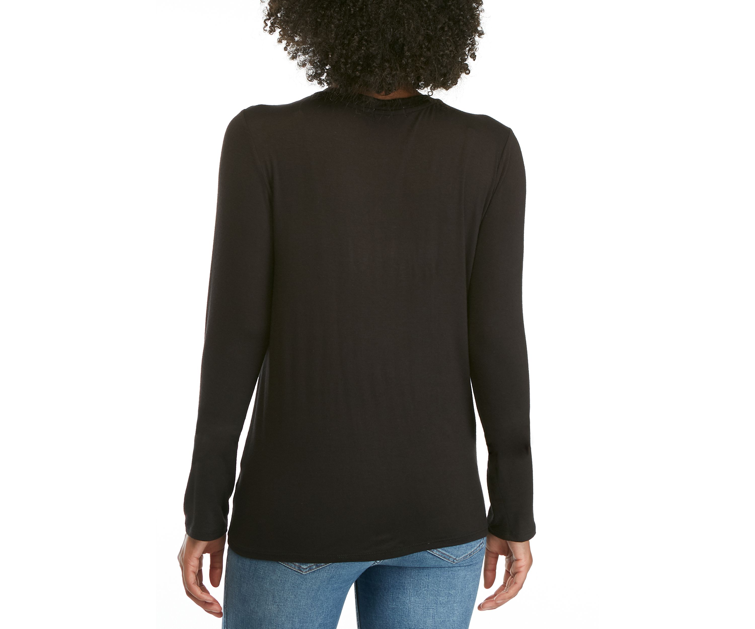 Juniors Cover Your Face Long Sleeve Side Knot Shirt 