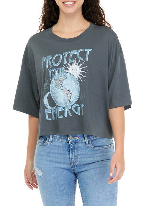 Pretty Rebellious Juniors Short Sleeve Skimmer Graphic T-Shirt