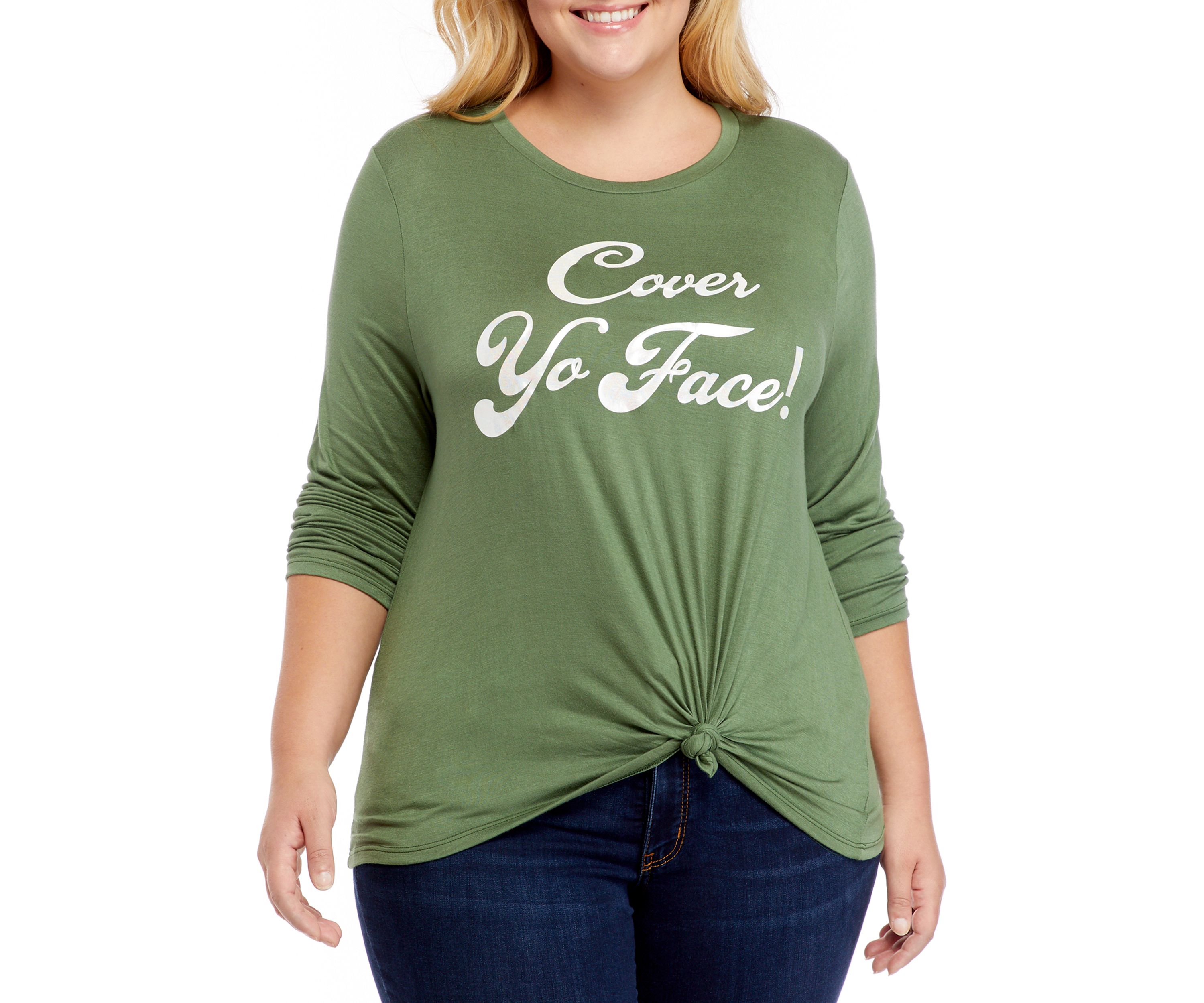Plus Size Cover Yo Face Graphic T-Shirt